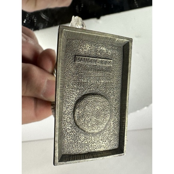 Vintage Glass Clear Love‎ Birds & Pewter Stand 3.5" - Picture 4 of 5